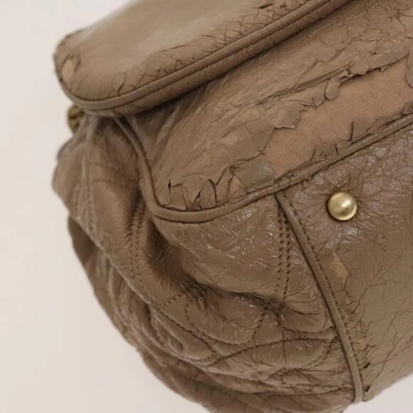 CHANEL Chain Shoulder Bag Vinyl Coated Leather Beige Gold CC - Picture 7 of 15